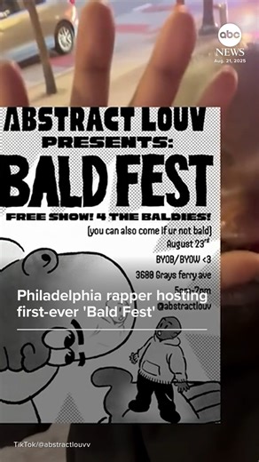A Philadelphia rapper is hosting the first-ever ‘bald fest’ this weekend “for the bald and the bald at heart.” He told ABC News’ Danny New that the bald community “just needed a little love.” | ABC News