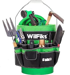 WilFiks Bucket Tool Organizer, Multi Purpose Exterior Hanging 5 Gallon Tool Bucket Caddy With 51 Pockets, Waterproof 600D Polyester Tool Bag Organizer Insert For Construction, Gardening & Carpenter