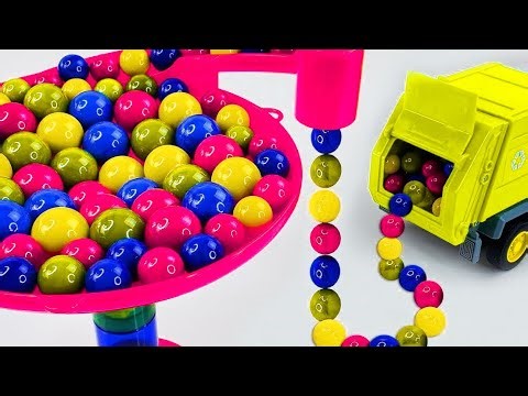 Satisfying ASMR Marble Run Journey with HABA Wooden Track and RC Construction Vehicles