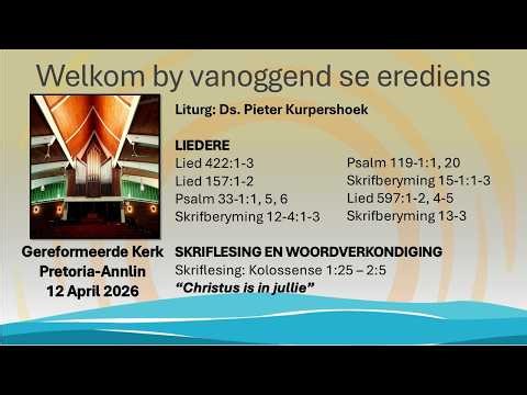 12 April 2026 - Christus is in julle