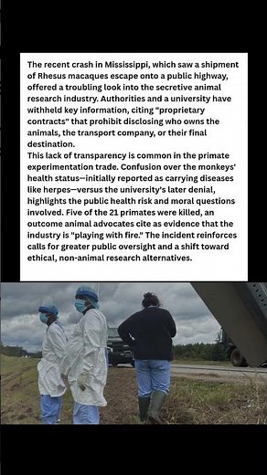 LAB MONKEYS ESCAPE: The Crash That EXPOSED Animal Research SECRETS! #wildlife #facts #shorts