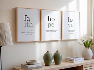 Faith Hope Love Christian Wall Art, English Bible Verse Prints, Inspirational Home Decor for Living Room, Bedroom, and Office - Etsy