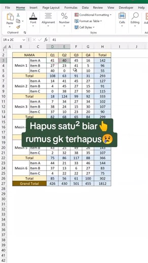 Hapus Data Tanpa Rumus yang Sudah Ada di Excel