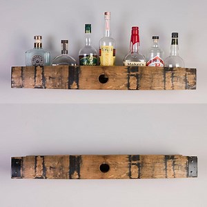 Whiskey Barrel Stave Shelf - Bourbon Bar Decor, 35 Inch - Etsy
