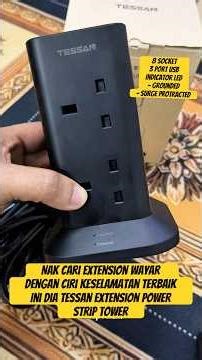 Tessan Extension Wayar Power strip tower 8 soket 3 port usb #extension #safety #fyp #shorts
