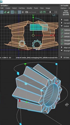 How to Straighten Curved UVs in Maya #mayatutorial #modelingtips #shorts