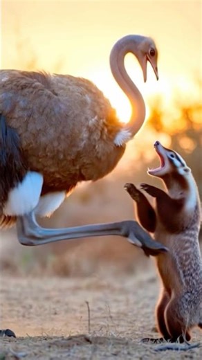 Ostrich vs Honey Badger Speed vs Fearless Power #junglemonster #junglehunter #animals #wildlife