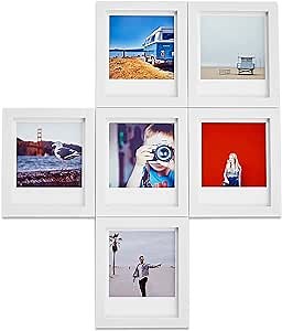 Magnetic Picture Frame for Polaroid Mini Photos - Photo Gallery 6 Pack (White)