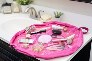 Drawstring Makeup Bag - Water-resistant Quilted Cosmetic Organizer With Compartments - Compact Travel Makeup Pouch - Etsy