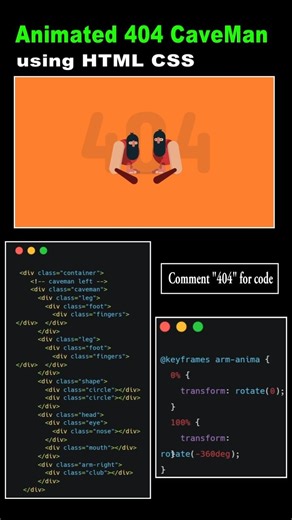 Animated 404 Page not found using HTML CSS ☠️⚡ #css #coding #youtubeshorts