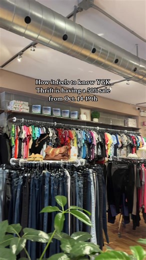 Five days and five opportunities to shop at 50% off!! This discount excludes accessories, coats and select items! #thrift #downtownkingston #sale #halfoff