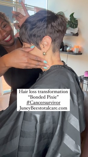 11K views · 3.4K reactions | Let’s set the record straight: your hair doesn’t define your worth. It’s just a part of your beautiful self! As my client wisely joked, if you feel like you’ve lost your crown, you can always switch it up and get a new one each month! Embrace change and remember, your true glory shines from within! #alopeciastylist #cancersurvivor #atlstylist #motivation #healing#community | JuneyBeesTotalCare | Facebook