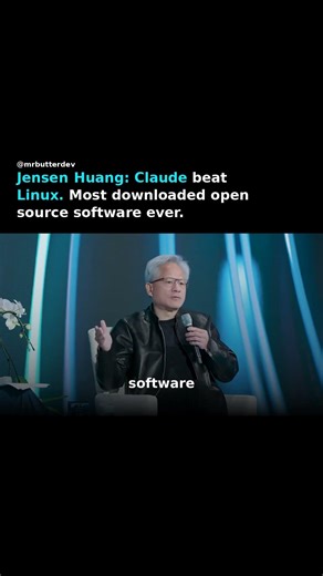 Jensen Huang: Claude beat Linux. Most downloaded open source ever. #shorts