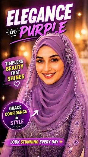 Purple Hijab Elegance with beautiful dress 💜 | Timeless Modest Fashion Look ✨ #Shorts