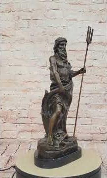 Atlantis POSEIDON Neptune Sea Greek God Marine Ocean Art Bronze Marble Statue XN-2046
