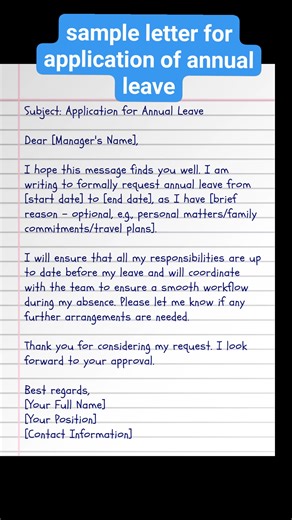 55K views · 336 reactions | sample letter for application of annual leave #trendingreels #education #virals #letters #school #application | English Class | Facebook
