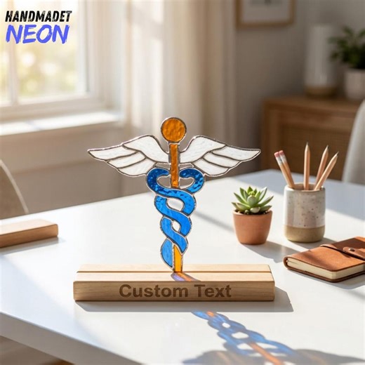 Caduceus Stained Glass Suncatcher Table Decor, Doctor Nurse Graduation Gift, Healthcare Worker Desk Decor - Etsy UK