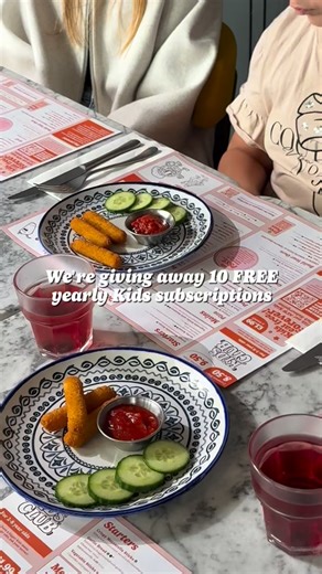 WIN 1 of 10 year-long Kids Club Subscriptions, worth £19.99 each 🎉 Imagine dinner out… without the stress, the “I’m not eating that” moments, or the screen-time bribes ✨ With our new Kids Club Subscription, up to 3 kids eat free with a 3-course meal from our standard kids menu - packed with feel-good favourites, hidden veg, and 2 of their 5-a-day built in. Plus 3D menus, glasses and games to keep them entertained from start to finish. Healthy, happy kids. A calmer table. A happier bank balance.