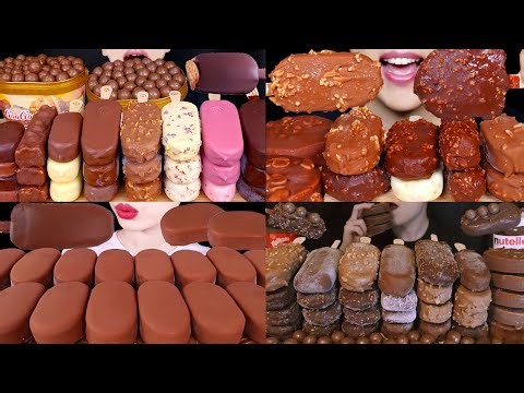 ASMR EATING CRUNCHY CHOCOLATE ICE CREAM MAGNUM ICE CREAM FEAST TWIX EATING SHOW EATING VIDEOS