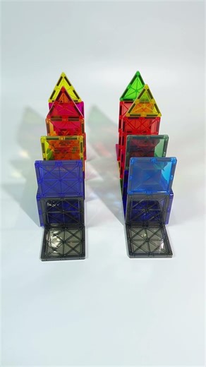 Build a magical rainbow arch with magnetic tiles 🌈✨