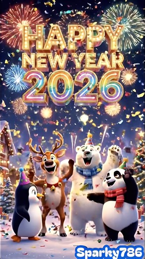 Happy New Year 2026 - Celebrate New Year 2026 with Joy & Smiles! Welcome 2026 with adorable cartoon characters dancing together in a fun and festive 3D animation! 🥳 Watch cute 2026 characters dancing, grooving happily under bright fireworks, sparkling lights, and a magical night-sky celebration ✨🎇 This family-friendly New Year animation is perfect for kids, Facebook Reels, YouTube Shorts, and New Year celebration videos. Enjoy cheerful music, joyful dance moves, and positive festive vibes as w