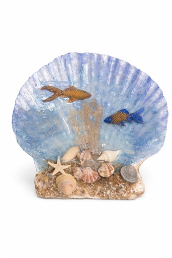 Seashell Trinket Dish – Coastal Jewelry Holder With Fish, Coral – Beach House Decor - Etsy