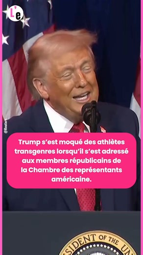 L'effrontée on Instagram: "Trump s’est moqué des athlètes transgenres lorsqu’il s’est adressé aux membres républicains de la Chambre des représentants américaine. #donaldtrump #transrights"