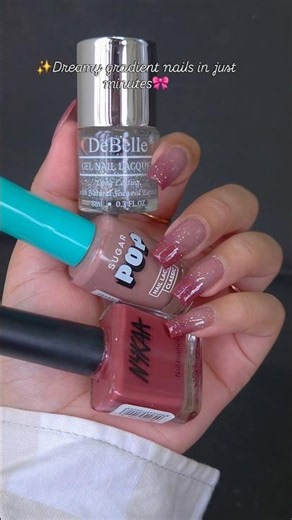 Easy Beginner-friendly gradient nail art🎀✨️ #nails #youtube #shorts #viral #nailpolish #nailart