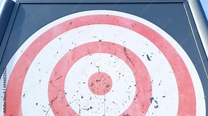 Target practice. Round target. Training marks on the target.