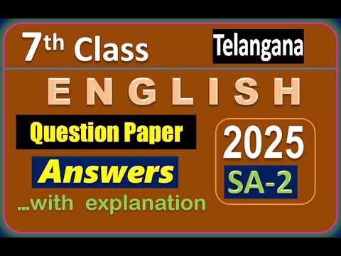 Telangana 7th Class ENGLISH SA2 2025 Question Paper with Answers TS, TG, 7th ENGLISH SA2 Answers