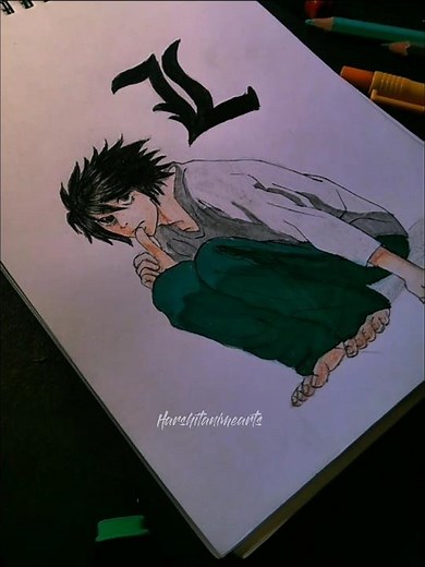 L drawing from death note #lawlite #deathnote ‪@Lunelle_palette‬ #anime #animeeart #art #drawing