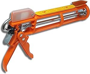 4-in-1 Dripless Caulking Gun with Built-In Spout & Cap Cutters, Quick-Release No-Drip Level, Free Caulk Spreader – Heavy Duty Sealant & Silicone Tool