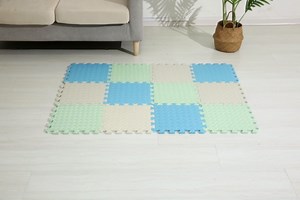 Foam Play Mat for Baby, EVA Soft Non-Toxic Playmat, Interlocking Floor Mats, Solid Colored Foam Puzzled Floor Mats, Baby Play Mat Exercise Mats, 16 Tiles(White/Green/Light Blue)