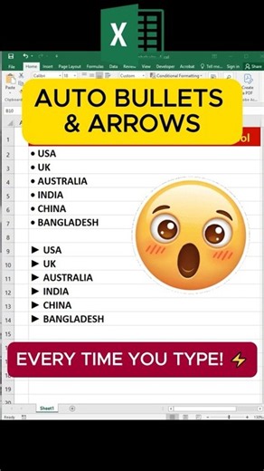 The Fastest Way to Add Bullets and Arrows in Excel #excelhacks #shorts