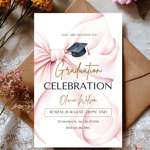 Graduation Invitation Template Editable, Class of 2026 Invite, Printable Graduation Party Invitation, Senior Grad Invite - Etsy