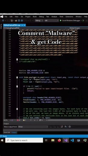 Steganography Malware Script Base Code for PNG files || #viral #trending #ytshorts #youtube #fyp #cs