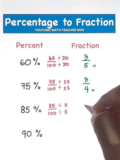 506K views · 7.5K reactions | How to convert PERCENTAGE to FRACTION‼️ #teachergon #math #mathreview #civilserviceexam #mathematics #percentage #mathteachergon #CSEReview #Mathtutorial #csefinalcoaching #fractions | Ako si Teacher Gon | Facebook