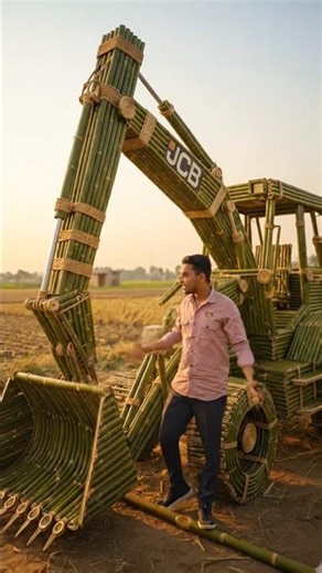 Eco Friendly Bamboo JCB Machine | Amazing Bamboo Engineering in Village 🌿 #bambooart