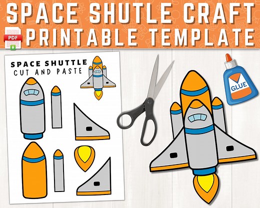 Printable Space Shuttle Craft for Kids | Outer Space Activity | Color, Cut, and Paste | Build a Rocket Craft Template | Instant Download - Etsy