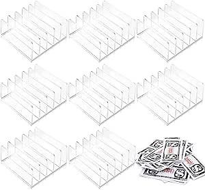 Tenceur 8 Pcs Acrylic Cash Tray for Cash Stuffing 5 Slot Mail Sorter Organizer Desk Organizer for Sorting Mail Clear Envelope Organizer for Desk Cash Envelope Bill Business Card Eyeshadow Palette