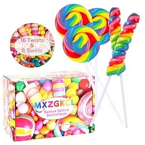 Amazon.com : Big Size! 24 Pack Twisty Lollipop, Swirl Lollipop, Rainbow Twist and Swirl Lollipops Individually Wrapped Bulk, Kid's Lollipops Candy for Birthday, Net 17g Mixed Fruit Flavor : Grocery & Gourmet Food