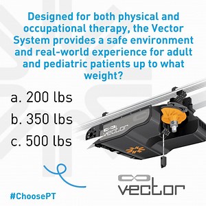 We call it the Vector Advantage — Intuitive Body Weight Support that redefines the rehab experience for both patients and clinicians. ‍♀️‍⚕️☀️ Know the answer to this week's #NationalPhysicalTherapyMonth PT pop quiz? #PTMonth #ChoosePT | Bioness Medical | Facebook