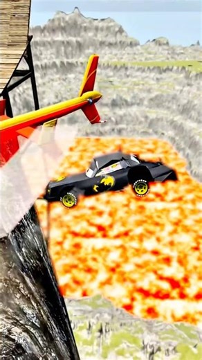 Batmobile Falls Into LAVA PIT! 🦇🔥 BeamNG.drive #shorts #beamngdrive