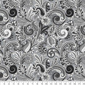 Paisley Floral Grays Cotton Fabric by the Yard - Etsy
