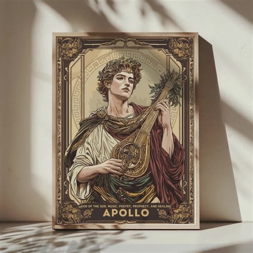 Apollo God Poster, Roman God Apollo, God of the Sun, Music, Poetry, Prophecy, and Healing, Roman Mythology, Ancient Rome Art - Etsy