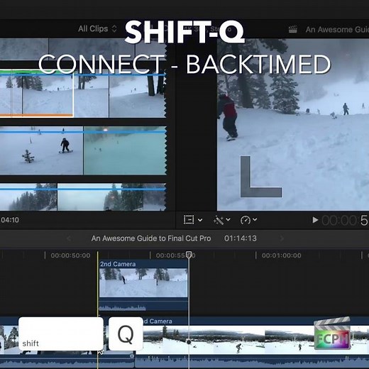 Final Cut Pro Shortcut | Shift-Q | Connect to Primary Storyline - Backtimed