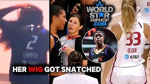 WNBA Fan Gets Ejected After Clowning Kahleah Copper's Wig Falling Off Mid-Game… Commentators Tried Not To Laugh Saying “Oh Nooo”