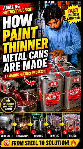 🔥 How Paint Thinner Metal Cans Are Made | Amazing Factory Process! 🏭✨ #shorts #skills #shortsviral