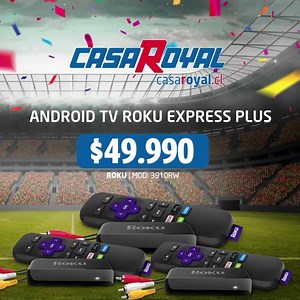 Convierte tu televisor en un TV inteligente. Obtén la misma experiencia de streaming de Roku Express, con opciones para conectarte a través de puertos HDMI® o A/V compuestos. Aprovecha esta oportunidad por $49.990 https://www.casaroyal.cl/producto/roku-express-plus/ | Casa Royal