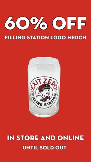 All Exit Zero Filling Station logo merch is now 60% off. What a bargain for collectible items! Choose from hats, magnets, beer and wine glasses and coffee mugs while they last at www.exitzero.store | Exit Zero